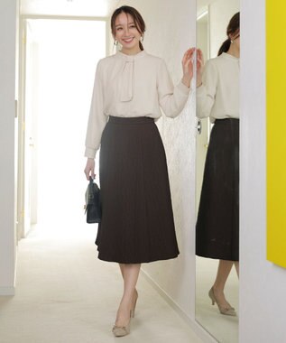 ANY SIS ジャカードフレア スカート ブラウン