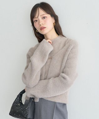 earth music&ecology SET2点チャーム付きシャギーニット＋インナー Light Beige
