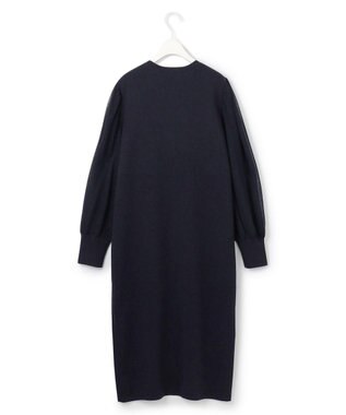 ICB L 【洗える】ウールブレンドスムース ニットワンピース ネイビー系