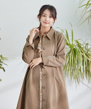 Tiaclasse L 【洗える】ステンカラーコート ベージュ