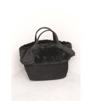 UNBILLION カシュカシュ cachecache / エコファーコンビリボントートバッグ ブラック