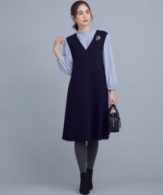 組曲 【WEB限定】ライトデシン フリル襟ブラウス ブルーストライプ系5