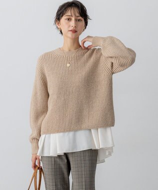 【洗える】スパンコールバルキー クロップド ニット