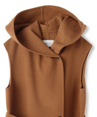 BEIGE， LEMOORE / ウールリバーフード付きロングジレ Caramel