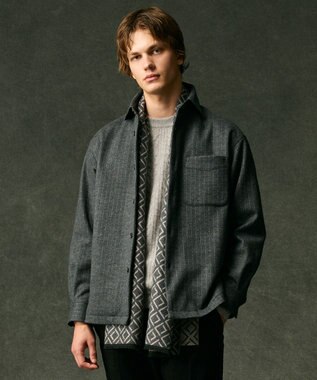 JOSEPH ABBOUD 【軽量/ストレッチ/尾州が誇る上質素材 】ウールミルドジャージーシャツ グレー系ストライプ