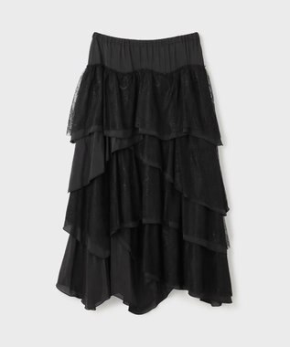 GRACE CONTINENTAL レースコンビティアードスカート ブラック