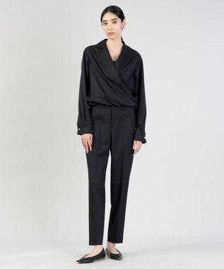 23区 L 【エステータ】ウールシルクギャバジン テーラードブラウス ブラック系