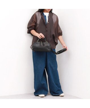 UNBILLION ペルケ perche / ガーメントレザー・ランドスケープ2wayミニボストン ブラック