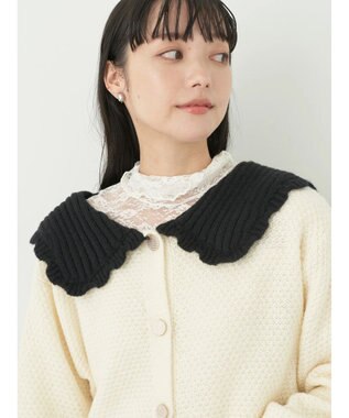 earth music&ecology フリルカラーカーディガン Ivory