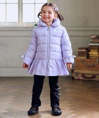 ANY KIDS 【フード取り外し/洗濯機可能】中綿フリル リボンコート ラベンダー