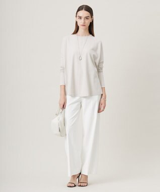 ICB 【接触冷感・UVカット・透け防止・吸水速乾・洗える】 シェルタリングドライオックス ワイドパンツ オフホワイト系