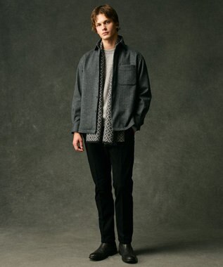 JOSEPH ABBOUD 【軽量/ストレッチ/尾州が誇る上質素材 】ウールミルドジャージーシャツ グレー系ストライプ