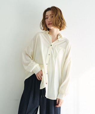 YECCA VECCA バックギャザーロングシャツ Ivory