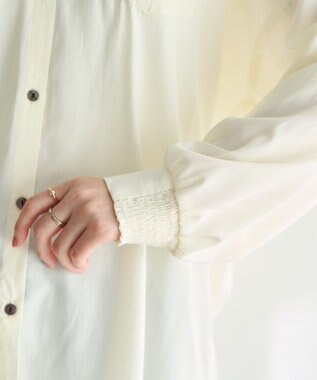 YECCA VECCA バックギャザーロングシャツ Ivory