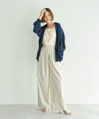 YECCA VECCA バックギャザーロングシャツ Navy