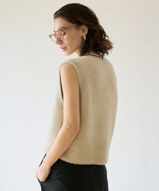 UNFILO L ナイロンシャギー ベスト グレージュ