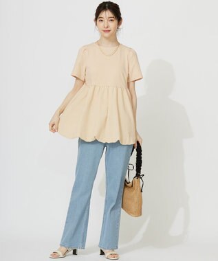 ANY SIS L 【美Denimシリーズ】センタープレスセミフレア デニム ブリーチインディゴ