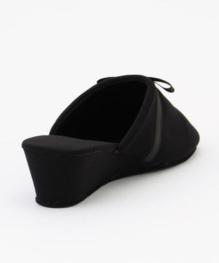 ANY 【巾着ポーチ付き】リボンヒールスリッパ ブラック