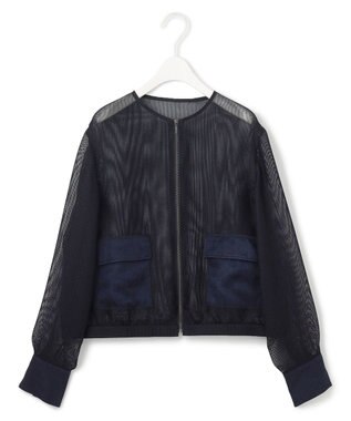 ICB L 【洗える】Ta/Peメッシュ ブルゾン ネイビー系