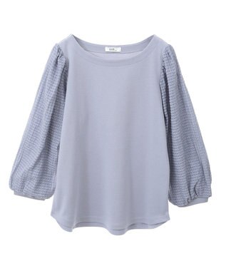 earth music&ecology シアーチェックスリーブプルオーバー Sax