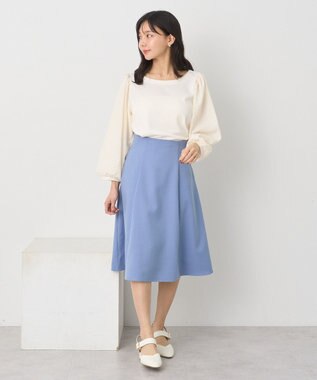 earth music&ecology シアーチェックスリーブプルオーバー Ivory