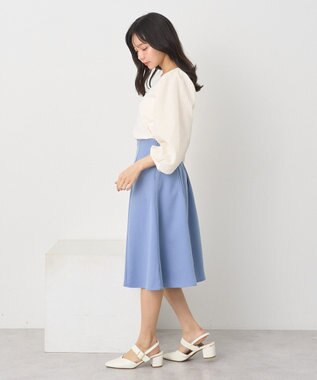 earth music&ecology シアーチェックスリーブプルオーバー Ivory