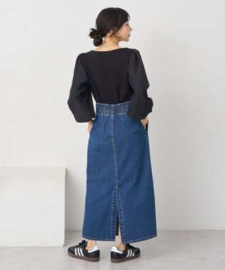 earth music&ecology シアーチェックスリーブプルオーバー Black