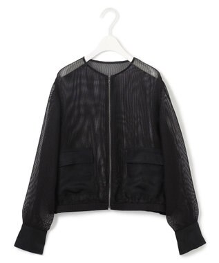 ICB L 【洗える】Ta/Peメッシュ ブルゾン ブラック系