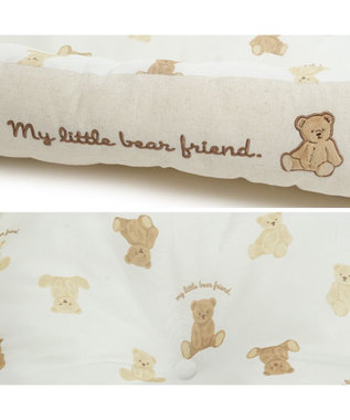 PET PARADISE ペットパラダイス くまちゃん クールカドラー 《mix柄》角型 Ｌ オフホワイト×ベージュ