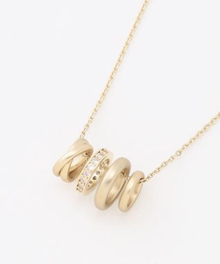 J.PRESS LADIES ジルコニア ビジューリング ネックレス ケシウスゴールド系