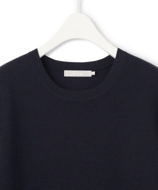 ICB L 【洗える】ウールブレンドスムース ニットワンピース ネイビー系