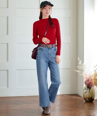 Tiaclasse 【新色追加・洗える】ランダムリブニットプルオーバー レッドA