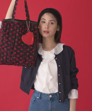 組曲 L ハートボタン ニットカーディガン ネイビー系