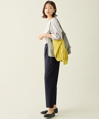 ANY 【6サイズ展開/ウエストゴム】イージーテーパードパンツ ネイビーストライプ