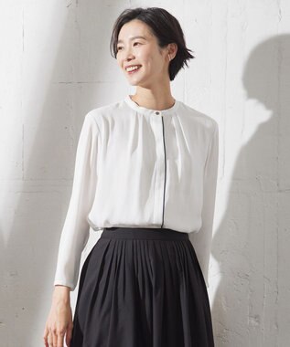 J.PRESS LADIES ジョーゼット カットソー ホワイト系