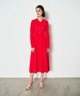 GRACE CONTINENTAL ウェーブニットワンピース レッド