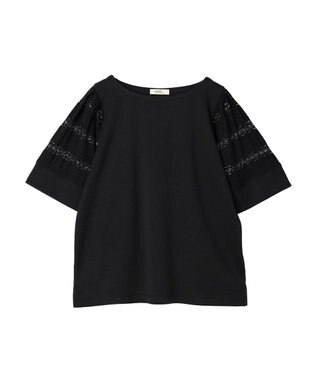 earth music&ecology フレア袖レースプルオーバー Black