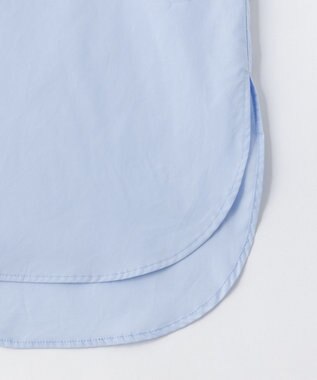 UNFILO イージーケア フリルネック シャツ スカイブルー