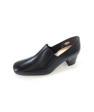 Pointer 日本製 滑り止めスクエアトゥサイドゴムパンプス ブラック