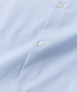 UNFILO イージーケア フリルネック シャツ スカイブルー