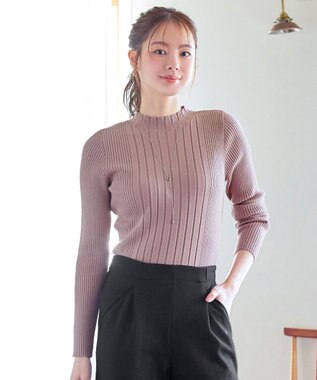 Tiaclasse 【新色追加・洗える】ランダムリブニットプルオーバー ピンクA