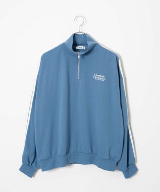 WEGO ラインハーフジップBIGスウェット サックス