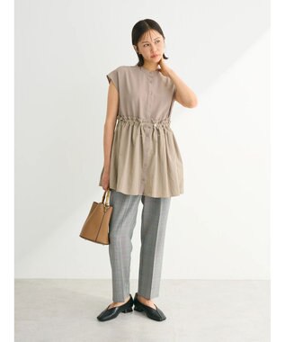 Green Parks 異素材ドッキングチュニック Beige