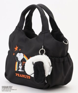 Y'SACCS SNOOPYデザイン サイドギャザー2wayトート　Sサイズ(レインボー） ブラック