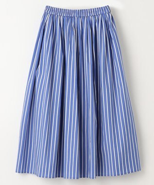 ANY 【ウエストゴム】タックギャザースカート ブルーストライプ