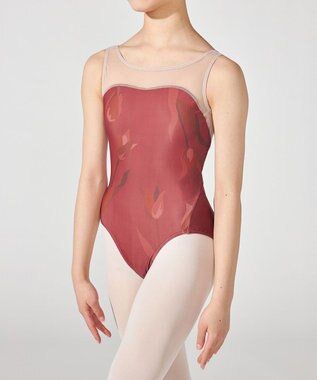 Chacott ノースリーブレオタード ガーネットプリント