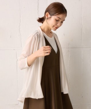 組曲 【WEB限定】シアーツイルジャージーショート カーディガン ピンク系
