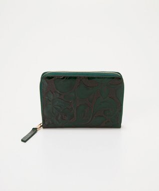 TOPKAPI 【TREASURE TOPKAPI】ローズエンボス ツヤ レザー ラウンドファスナー 二つ折り財布/パスポート対応 グリーン