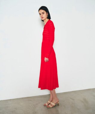 GRACE CONTINENTAL ウェーブニットワンピース レッド