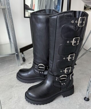 WEGO ハトメベルトロングブーツ ブラック